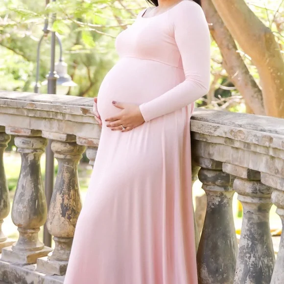 strapless open back dress Pink Off Shoulder Tassel Tie Maternity Maxi Dress main image 1